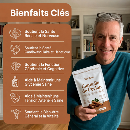 Cannelle de Ceylan, équivalent 7200mg, avec huile MCT